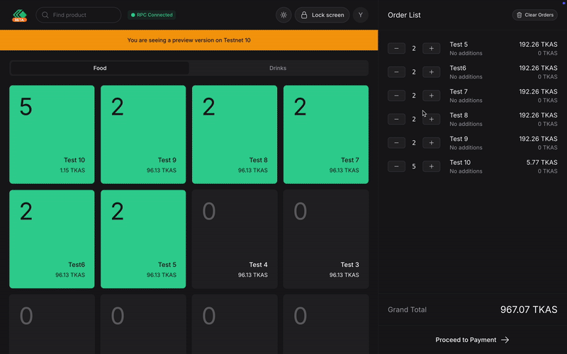 Adding Quantity on Desktop through order list